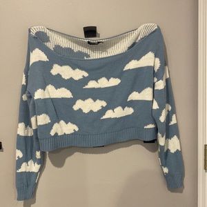 Cropped, off the shoulder sweater and wide leg set from Nasty Gal